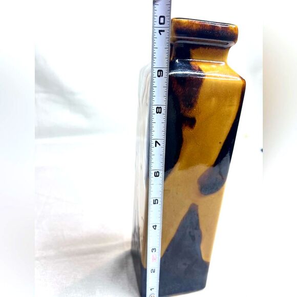 1960’s/70 10” Modern Fat Lava style Japan Ochre-Brown Glaze Glossy Ceramic Vase - Picture 5 of 8